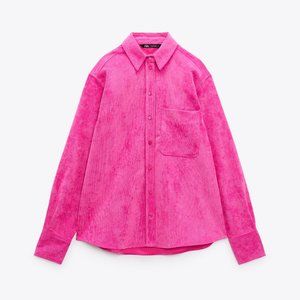 PINK ZARA CORDUROY BUTTON UP SIZE LARGE